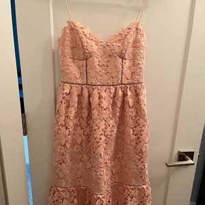 Club Monaco - Pink Lace Tiered Midi Dress, Size 0